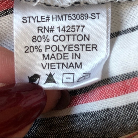 Haute Monde NWT Short Sleeve Striped Tie Top Size Medium - Picture 9 of 10